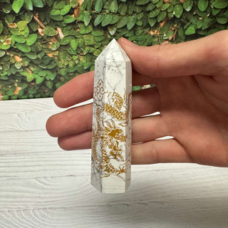 Natural Howlite Dragon Print Obelisk Tower - The Mystical Moon