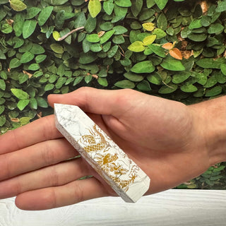 Natural Howlite Dragon Print Obelisk Tower - The Mystical Moon