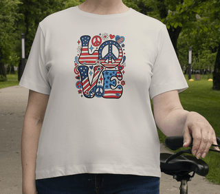 Patriotic LOVE Peace Sign T-Shirt - The Mystical Moon Online Store