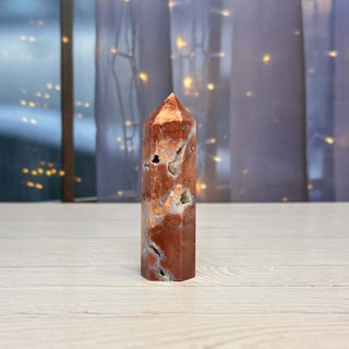 Pink Agate Obelisk Crystal Tower Point – Natural Heart-Healing Gemstone Generator - The Mystical Moon