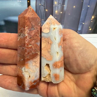 Pink Agate Obelisk Crystal Tower Point – Natural Heart-Healing Gemstone Generator - The Mystical Moon