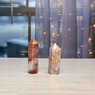 Pink Agate Obelisk Crystal Tower Point – Natural Heart-Healing Gemstone Generator - The Mystical Moon