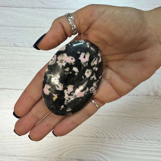 Pink Thulite and Black Jade Palm Stone - The Mystical Moon