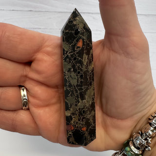 Plum Blossom Jade Obelisk Tower – Natural Crystal Point - The Mystical Moon Online Store