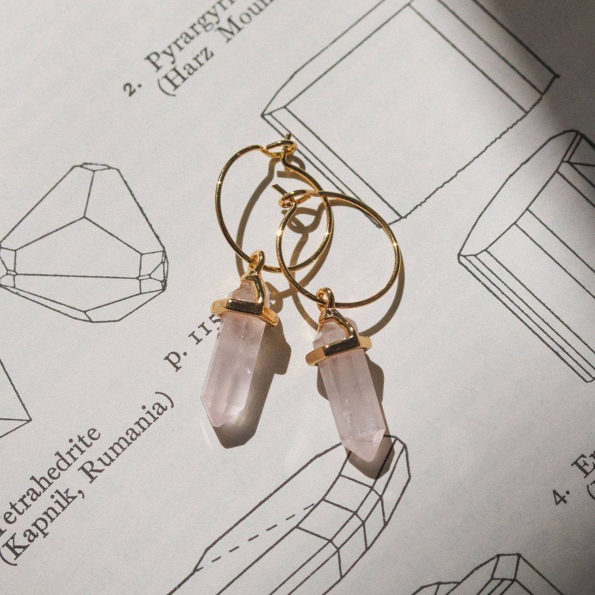 Prism Mini Hoop Earrings - Rose Quartz - The Mystical Moon Online Store