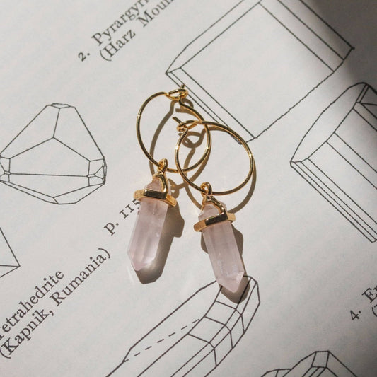 Prism Mini Hoop Earrings - Rose Quartz - The Mystical Moon Online Store