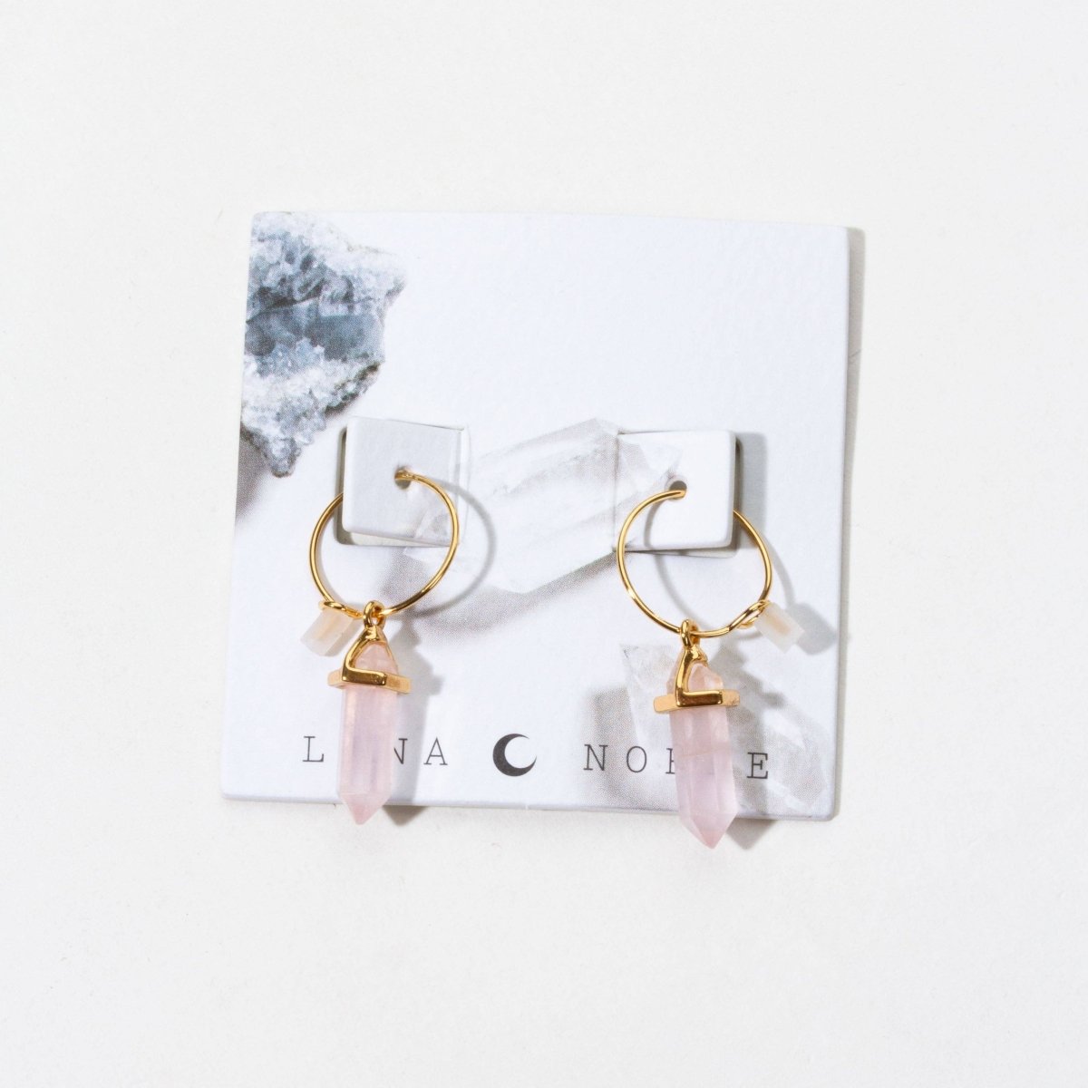 Prism Mini Hoop Earrings - Rose Quartz - The Mystical Moon Online Store
