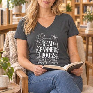 Read Banned Books V-Neck Tee - The Mystical Moon