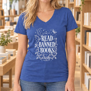 Read Banned Books V-Neck Tee - The Mystical Moon