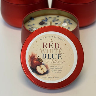Red, White, Blue and Blessed Candle - The Mystical Moon