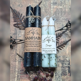 Samhain ritual candles pair