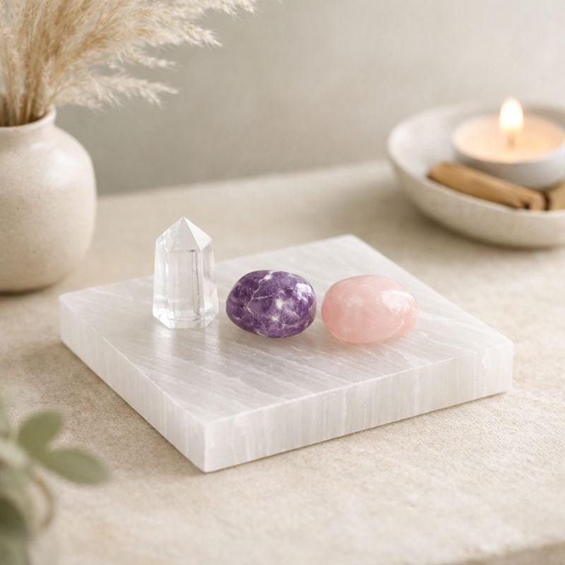 Selenite Square Charging Plate 4inch - The Mystical Moon Online Store