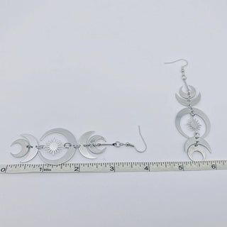 Silver Multiple Moon Star Pendant Earring - MS - The Mystical Moon