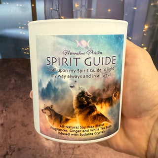 Spirit Guide Candle with Sodalite Crystals 8oz - The Mystical Moon Online Store