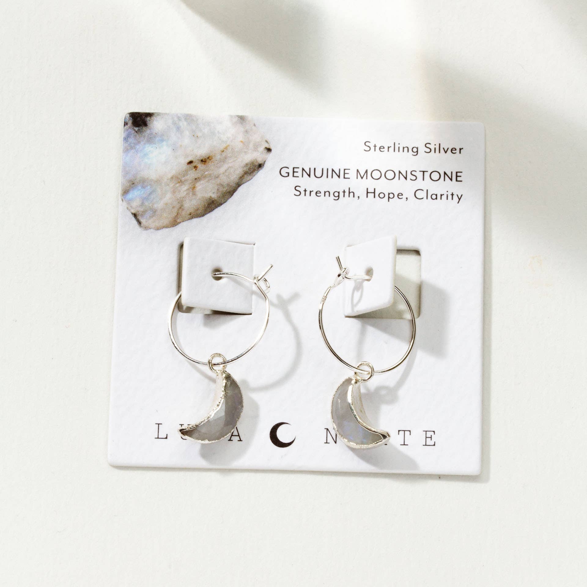 Sterling Silver Eclipse Hoop Earring - Moonstone - The Mystical Moon Online Store