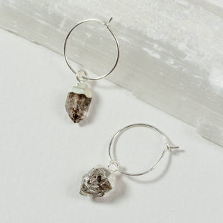 Sterling Silver Herkimer Quartz Mini Hoops - The Mystical Moon Online Store
