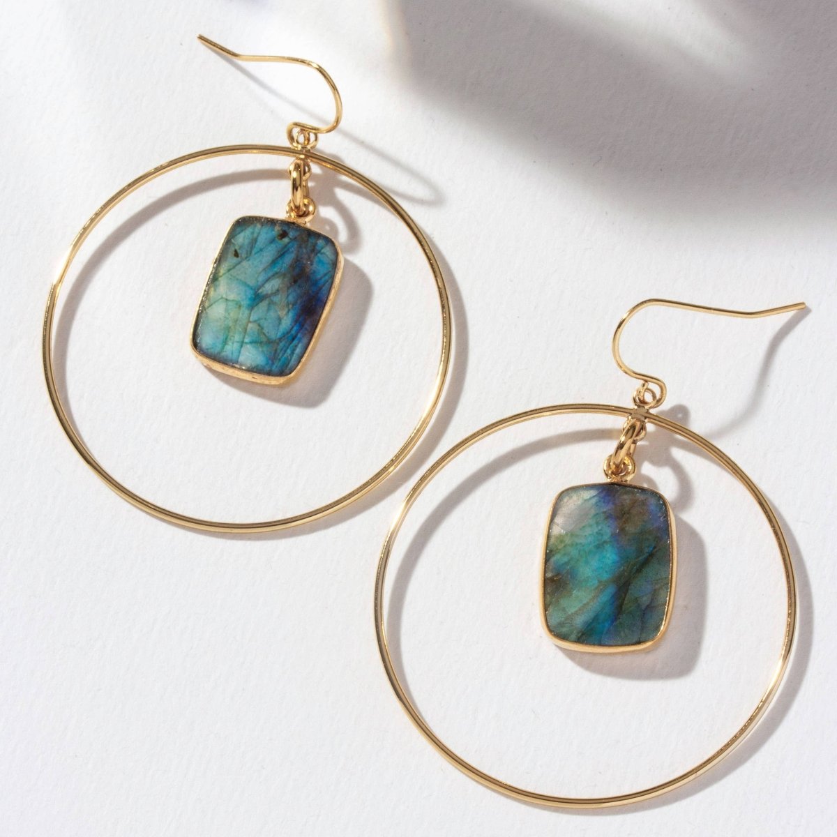 Stoney Hoop Earrings - Labradorite - The Mystical Moon Online Store