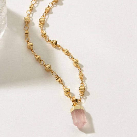 Straight to The Point Necklace - Rose Quartz - The Mystical Moon Online Store