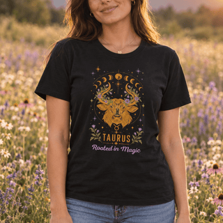 Taurus Rooted in Magic Zodiac Tee - The Mystical Moon