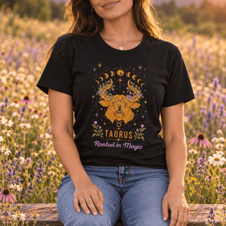 Taurus Rooted in Magic Zodiac Tee - The Mystical Moon