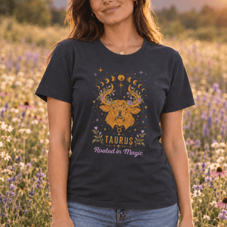 Taurus Rooted in Magic Zodiac Tee - The Mystical Moon