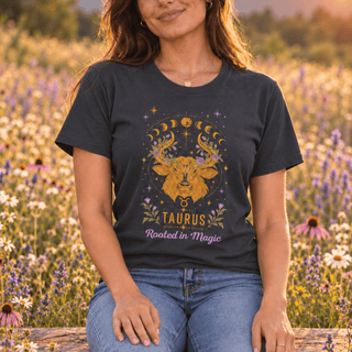 Taurus Rooted in Magic Zodiac Tee - The Mystical Moon