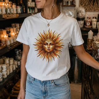 Vintage Sun Face T-Shirt — Celestial Graphic Tee - The Mystical Moon