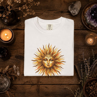 Vintage Sun Face T-Shirt — Celestial Graphic Tee - The Mystical Moon