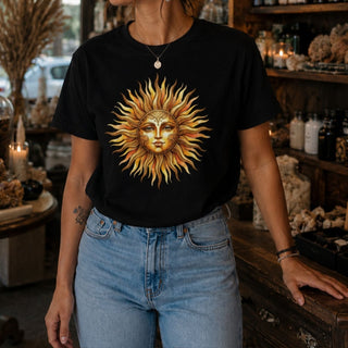 Vintage Sun Face T-Shirt — Celestial Graphic Tee - The Mystical Moon