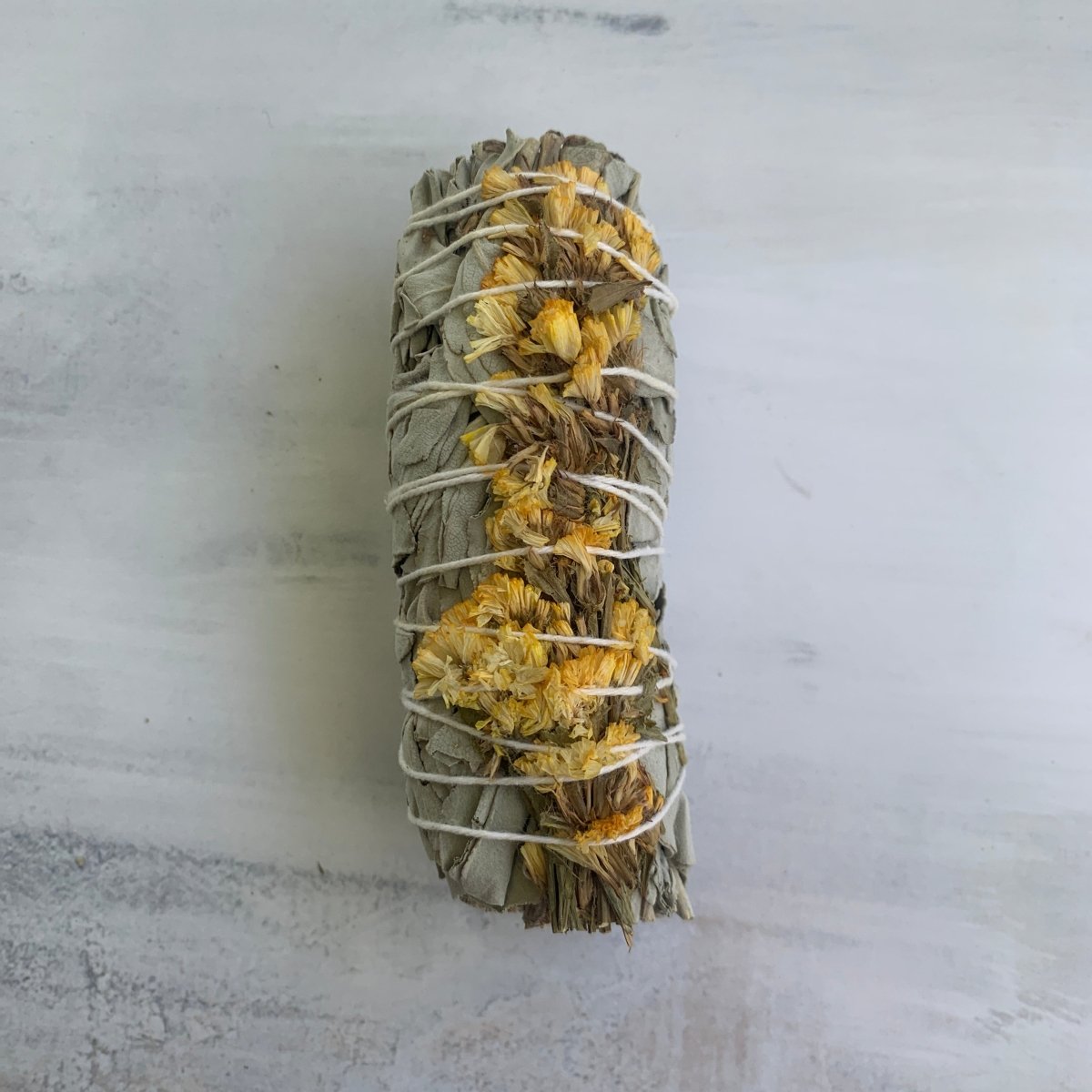 White Sage and Yellow Sea Lavender Smudge Stick - The Mystical Moon Online Store