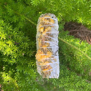 White Sage and Yellow Sea Lavender Smudge Stick - The Mystical Moon Online Store