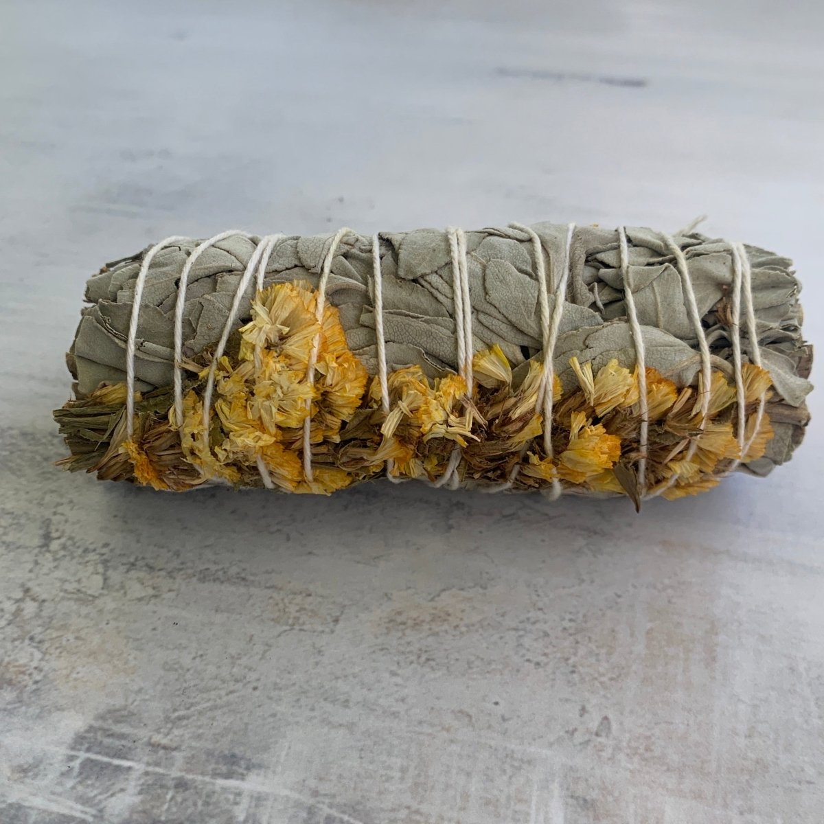 White Sage and Yellow Sea Lavender Smudge Stick - The Mystical Moon Online Store
