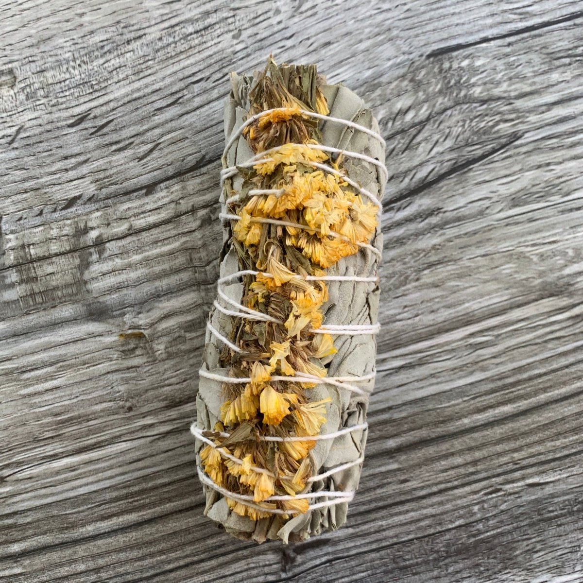 White Sage and Yellow Sea Lavender Smudge Stick - The Mystical Moon Online Store