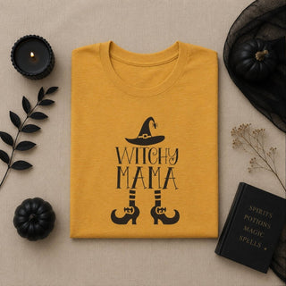 Witch Mama Tee — Halloween Witch Hat & Boots Graphic Shirt - The Mystical Moon