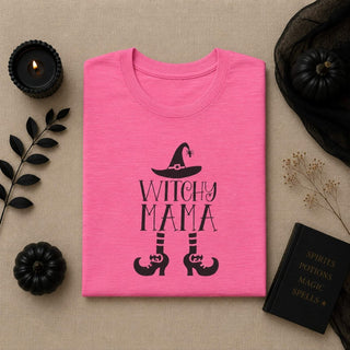 Witch Mama Tee — Halloween Witch Hat & Boots Graphic Shirt - The Mystical Moon