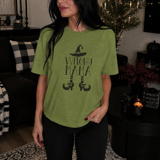 Witch Mama Tee — Halloween Witch Hat & Boots Graphic Shirt - The Mystical Moon