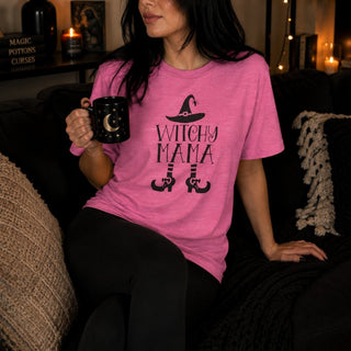 Witch Mama Tee — Halloween Witch Hat & Boots Graphic Shirt - The Mystical Moon