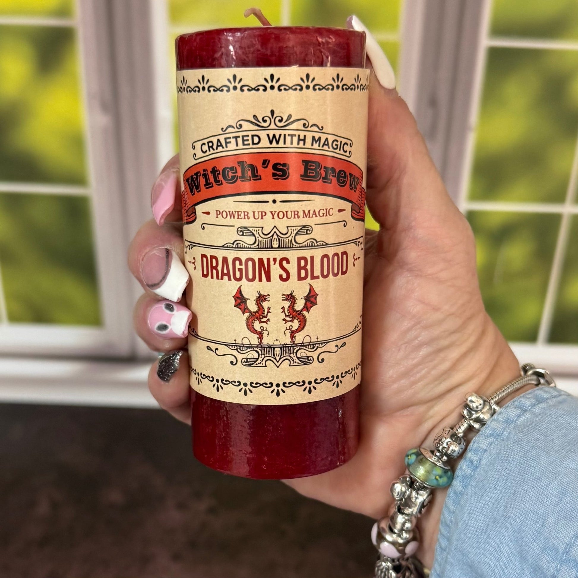 Witch's Brew Dragon's Blood Pillar Candle - The Mystical Moon Online Store