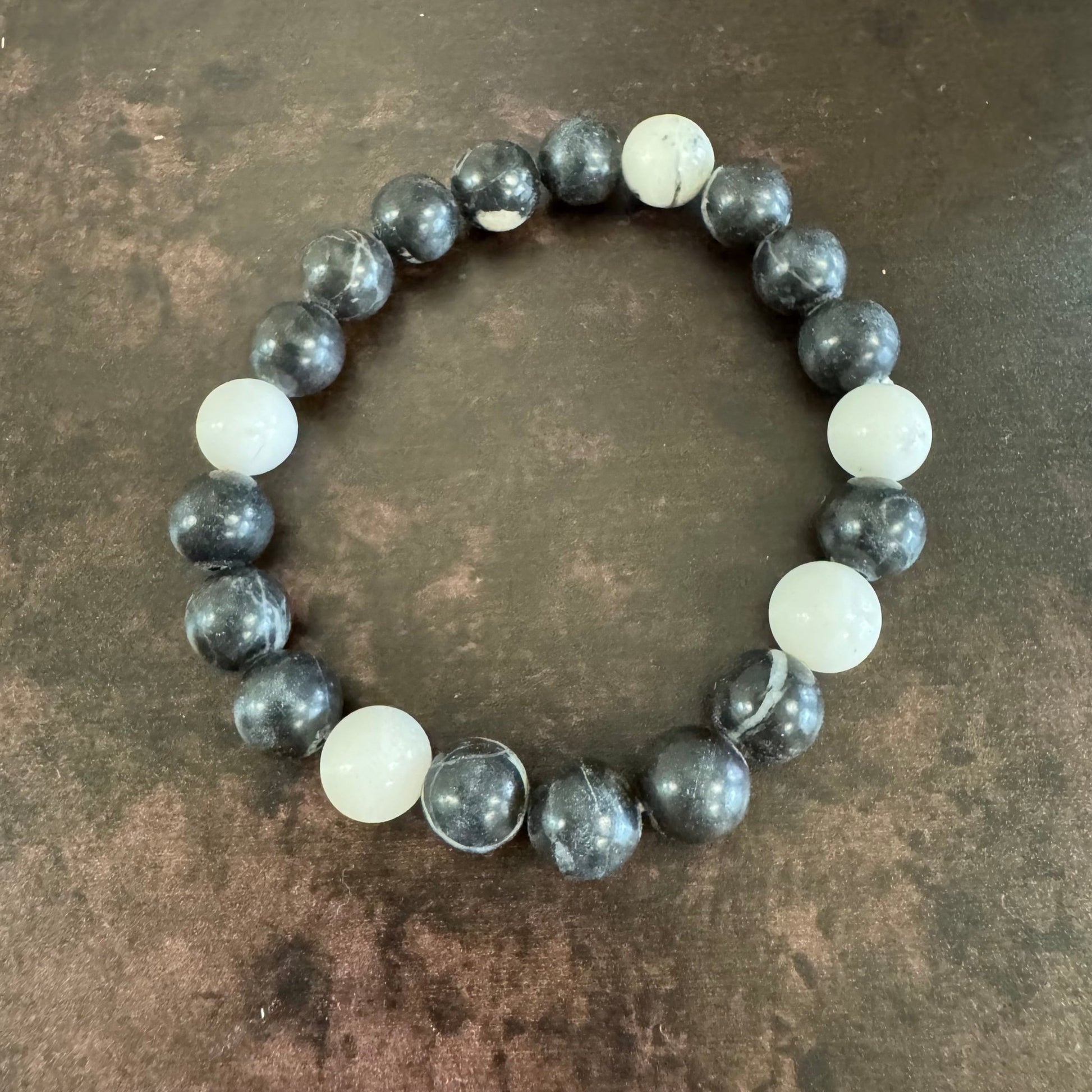 Zebra Agate Beaded Bracelet 8mm - The Mystical Moon Online Store