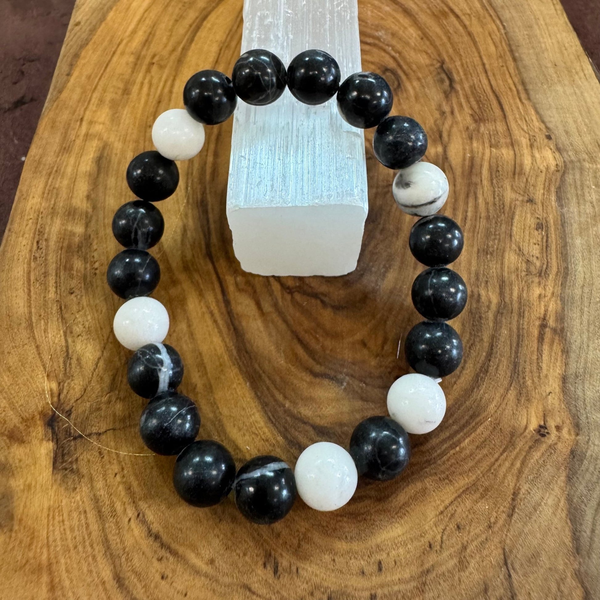 Zebra Agate Beaded Bracelet 8mm - The Mystical Moon Online Store