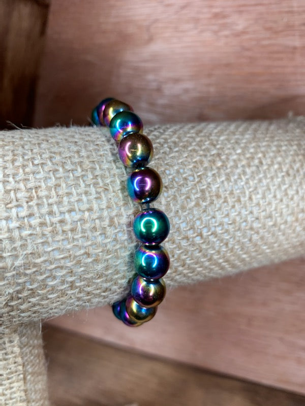 rainbow hematite bracelet