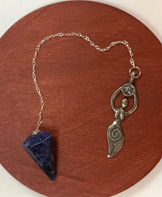 Sodalite Pendulum with Pewter Goddess - The Mystical Moon